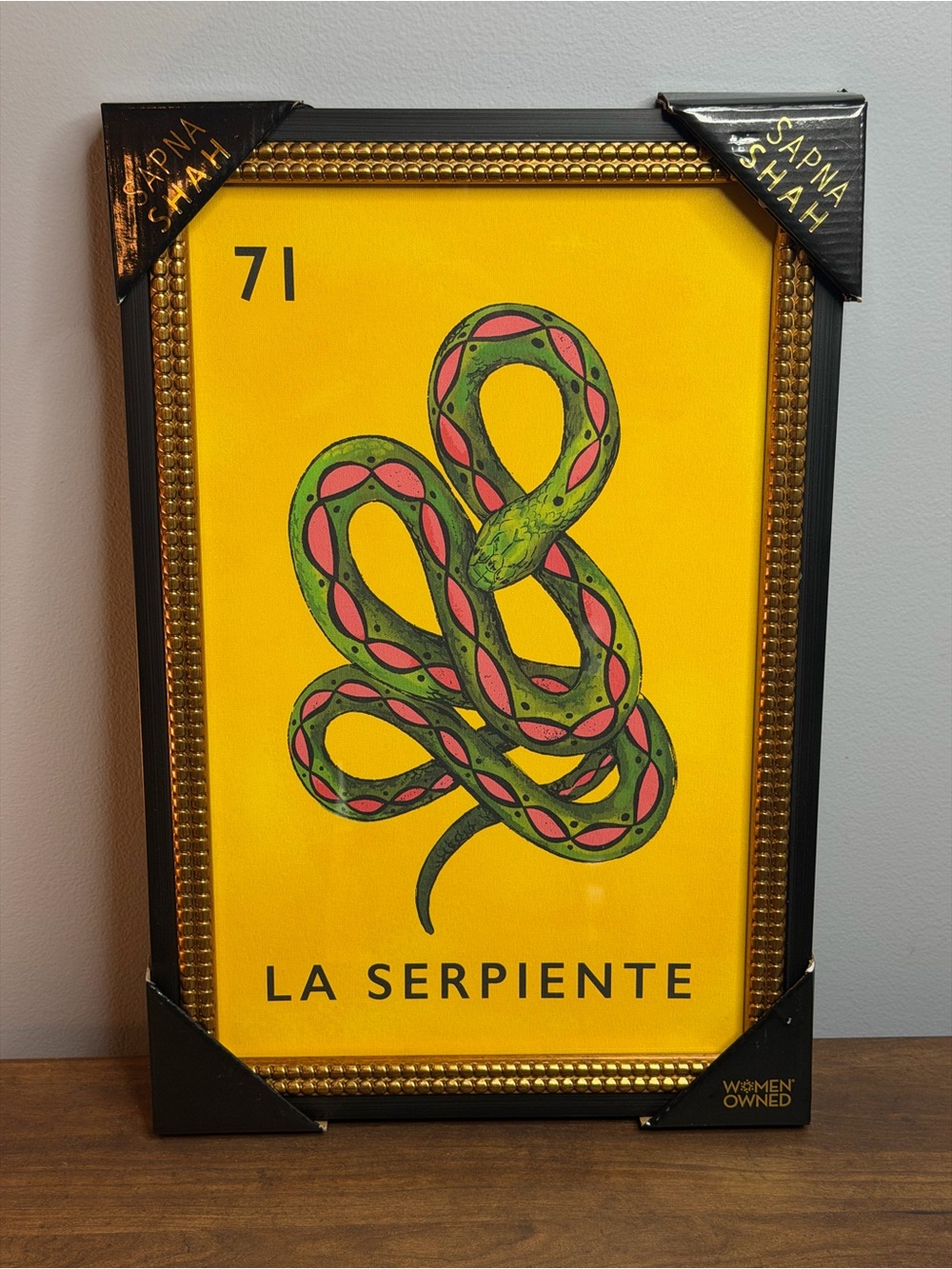 Bold Sapna Shah “La Serpiente” Lotería artwork – 18” x 12”